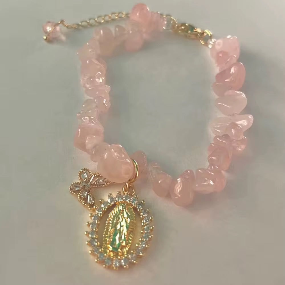 Pink Quartz virgencita Bracelet