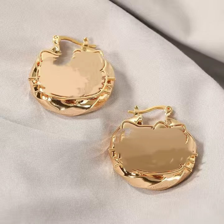 H kitty hoop earrings