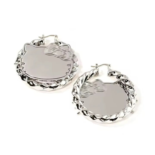 H kitty hoop earrings
