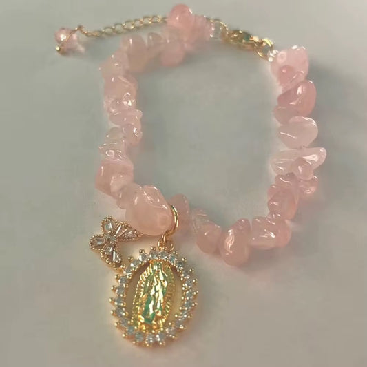 Pink Quartz virgencita Bracelet